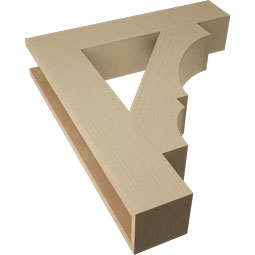 Ekena Millwork - BKTUR055X28X32BOA05RCPR - Timberthane Faux Wood Balboa Style Bracket, Block Ends, 5 1/2"W x 28"D x 32"H, Primed Tan