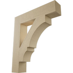 Ekena Millwork - BKTUR055X28X32BOA05RCPR - Timberthane Faux Wood Balboa Style Bracket, Block Ends, 5 1/2"W x 28"D x 32"H, Primed Tan