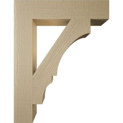 Ekena Millwork - BKTUR055X28X36BOA05RCPR - Timberthane Faux Wood Balboa Style Bracket, Block Ends, 5 1/2"W x 28"D x 36"H, Primed Tan