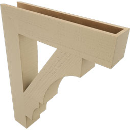 Ekena Millwork - BKTUR055X28X36BOA05RCPR - Timberthane Faux Wood Balboa Style Bracket, Block Ends, 5 1/2"W x 28"D x 36"H, Primed Tan