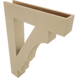 Ekena Millwork - BKTUR055X28X40BOA05RCPR - Timberthane Faux Wood Balboa Style Bracket, Block Ends, 5 1/2"W x 28"D x 40"H, Primed Tan