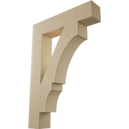 Ekena Millwork - BKTUR055X28X40BOA05RCPR - Timberthane Faux Wood Balboa Style Bracket, Block Ends, 5 1/2"W x 28"D x 40"H, Primed Tan