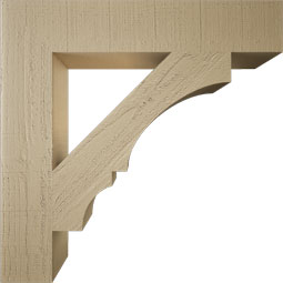 Ekena Millwork - BKTUR055X30X30BOA05RCPR - Timberthane Faux Wood Balboa Style Bracket, Block Ends, 5 1/2"W x 30"D x 30"H, Primed Tan