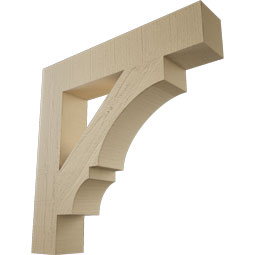 Ekena Millwork - BKTUR055X30X30BOA05RCPR - Timberthane Faux Wood Balboa Style Bracket, Block Ends, 5 1/2"W x 30"D x 30"H, Primed Tan