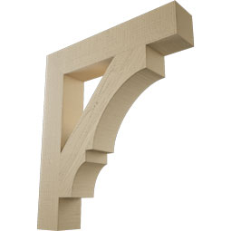 Ekena Millwork - BKTUR055X30X34BOA05RCPR - Timberthane Faux Wood Balboa Style Bracket, Block Ends, 5 1/2"W x 30"D x 34"H, Primed Tan