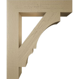 Ekena Millwork - BKTUR055X30X36BOA05RCPR - Timberthane Faux Wood Balboa Style Bracket, Block Ends, 5 1/2"W x 30"D x 36"H, Primed Tan