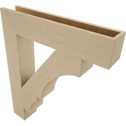 Ekena Millwork - BKTUR055X30X36BOA05RCPR - Timberthane Faux Wood Balboa Style Bracket, Block Ends, 5 1/2"W x 30"D x 36"H, Primed Tan