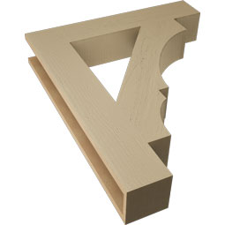 Ekena Millwork - BKTUR055X30X36BOA05RCPR - Timberthane Faux Wood Balboa Style Bracket, Block Ends, 5 1/2"W x 30"D x 36"H, Primed Tan
