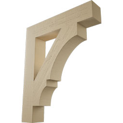 Ekena Millwork - BKTUR055X30X36BOA05RCPR - Timberthane Faux Wood Balboa Style Bracket, Block Ends, 5 1/2"W x 30"D x 36"H, Primed Tan