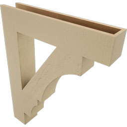 Ekena Millwork - BKTUR055X30X38BOA05RCPR - Timberthane Faux Wood Balboa Style Bracket, Block Ends, 5 1/2"W x 30"D x 38"H, Primed Tan