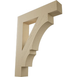 Ekena Millwork - BKTUR055X30X38BOA05RCPR - Timberthane Faux Wood Balboa Style Bracket, Block Ends, 5 1/2"W x 30"D x 38"H, Primed Tan