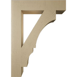 Ekena Millwork - BKTUR055X30X42BOA05RCPR - Timberthane Faux Wood Balboa Style Bracket, Block Ends, 5 1/2"W x 30"D x 42"H, Primed Tan
