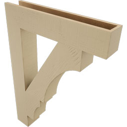 Ekena Millwork - BKTUR055X30X42BOA05RCPR - Timberthane Faux Wood Balboa Style Bracket, Block Ends, 5 1/2"W x 30"D x 42"H, Primed Tan
