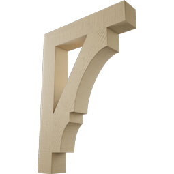 Ekena Millwork - BKTUR055X30X42BOA05RCPR - Timberthane Faux Wood Balboa Style Bracket, Block Ends, 5 1/2"W x 30"D x 42"H, Primed Tan