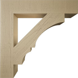 Ekena Millwork - BKTUR055X32X32BOA05RCPR - Timberthane Faux Wood Balboa Style Bracket, Block Ends, 5 1/2"W x 32"D x 32"H, Primed Tan