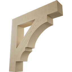 Ekena Millwork - BKTUR055X32X32BOA05RCPR - Timberthane Faux Wood Balboa Style Bracket, Block Ends, 5 1/2"W x 32"D x 32"H, Primed Tan