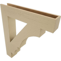 Ekena Millwork - BKTUR055X32X38BOA05RCPR - Timberthane Faux Wood Balboa Style Bracket, Block Ends, 5 1/2"W x 32"D x 38"H, Primed Tan