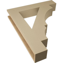 Ekena Millwork - BKTUR055X32X38BOA05RCPR - Timberthane Faux Wood Balboa Style Bracket, Block Ends, 5 1/2"W x 32"D x 38"H, Primed Tan