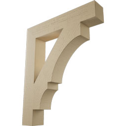 Ekena Millwork - BKTUR055X32X38BOA05RCPR - Timberthane Faux Wood Balboa Style Bracket, Block Ends, 5 1/2"W x 32"D x 38"H, Primed Tan