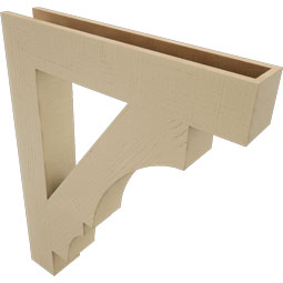 Ekena Millwork - BKTUR055X32X40BOA05RCPR - Timberthane Faux Wood Balboa Style Bracket, Block Ends, 5 1/2"W x 32"D x 40"H, Primed Tan