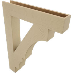 Ekena Millwork - BKTUR055X32X44BOA05RCPR - Timberthane Faux Wood Balboa Style Bracket, Block Ends, 5 1/2"W x 32"D x 44"H, Primed Tan