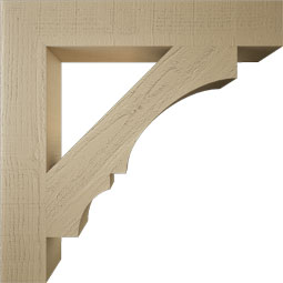 Ekena Millwork - BKTUR055X34X34BOA05RCPR - Timberthane Faux Wood Balboa Style Bracket, Block Ends, 5 1/2"W x 34"D x 34"H, Primed Tan
