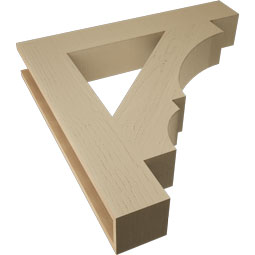Ekena Millwork - BKTUR055X34X34BOA05RCPR - Timberthane Faux Wood Balboa Style Bracket, Block Ends, 5 1/2"W x 34"D x 34"H, Primed Tan