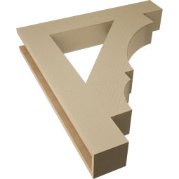 Ekena Millwork - BKTUR055X34X38BOA05RCPR - Timberthane Faux Wood Balboa Style Bracket, Block Ends, 5 1/2"W x 34"D x 38"H, Primed Tan