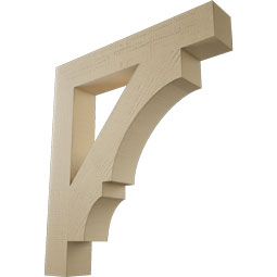Ekena Millwork - BKTUR055X34X38BOA05RCPR - Timberthane Faux Wood Balboa Style Bracket, Block Ends, 5 1/2"W x 34"D x 38"H, Primed Tan