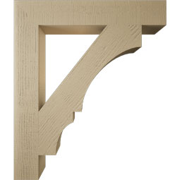 Ekena Millwork - BKTUR055X34X40BOA05RCPR - Timberthane Faux Wood Balboa Style Bracket, Block Ends, 5 1/2"W x 34"D x 40"H, Primed Tan