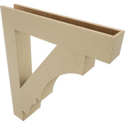 Ekena Millwork - BKTUR055X34X42BOA05RCPR - Timberthane Faux Wood Balboa Style Bracket, Block Ends, 5 1/2"W x 34"D x 42"H, Primed Tan