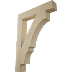 Ekena Millwork - BKTUR055X34X46BOA05RCPR - Timberthane Faux Wood Balboa Style Bracket, Block Ends, 5 1/2"W x 34"D x 46"H, Primed Tan