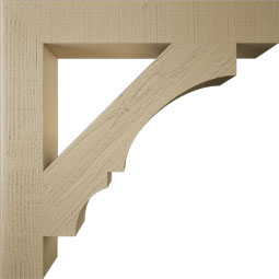 Ekena Millwork - BKTUR055X36X36BOA05RCPR - Timberthane Faux Wood Balboa Style Bracket, Block Ends, 5 1/2"W x 36"D x 36"H, Primed Tan