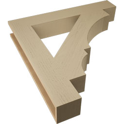Ekena Millwork - BKTUR055X36X36BOA05RCPR - Timberthane Faux Wood Balboa Style Bracket, Block Ends, 5 1/2"W x 36"D x 36"H, Primed Tan