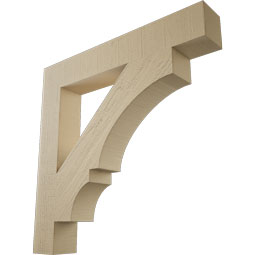 Ekena Millwork - BKTUR055X36X36BOA05RCPR - Timberthane Faux Wood Balboa Style Bracket, Block Ends, 5 1/2"W x 36"D x 36"H, Primed Tan