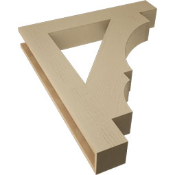 Ekena Millwork - BKTUR055X36X42BOA05RCPR - Timberthane Faux Wood Balboa Style Bracket, Block Ends, 5 1/2"W x 36"D x 42"H, Primed Tan