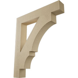 Ekena Millwork - BKTUR055X36X42BOA05RCPR - Timberthane Faux Wood Balboa Style Bracket, Block Ends, 5 1/2"W x 36"D x 42"H, Primed Tan
