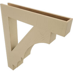 Ekena Millwork - BKTUR055X36X44BOA05RCPR - Timberthane Faux Wood Balboa Style Bracket, Block Ends, 5 1/2"W x 36"D x 44"H, Primed Tan