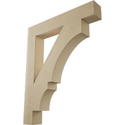 Ekena Millwork - BKTUR055X36X44BOA05RCPR - Timberthane Faux Wood Balboa Style Bracket, Block Ends, 5 1/2"W x 36"D x 44"H, Primed Tan