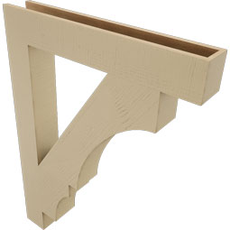 Ekena Millwork - BKTUR055X36X48BOA05RCPR - Timberthane Faux Wood Balboa Style Bracket, Block Ends, 5 1/2"W x 36"D x 48"H, Primed Tan