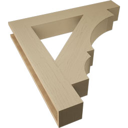 Ekena Millwork - BKTUR055X38X38BOA05RCPR - Timberthane Faux Wood Balboa Style Bracket, Block Ends, 5 1/2"W x 38"D x 38"H, Primed Tan