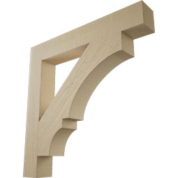 Ekena Millwork - BKTUR055X38X38BOA05RCPR - Timberthane Faux Wood Balboa Style Bracket, Block Ends, 5 1/2"W x 38"D x 38"H, Primed Tan