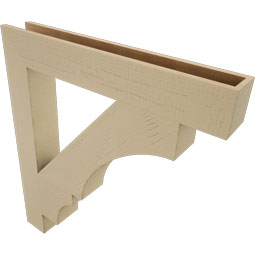 Ekena Millwork - BKTUR055X38X42BOA05RCPR - Timberthane Faux Wood Balboa Style Bracket, Block Ends, 5 1/2"W x 38"D x 42"H, Primed Tan