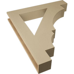 Ekena Millwork - BKTUR055X38X42BOA05RCPR - Timberthane Faux Wood Balboa Style Bracket, Block Ends, 5 1/2"W x 38"D x 42"H, Primed Tan