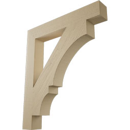 Ekena Millwork - BKTUR055X38X44BOA05RCPR - Timberthane Faux Wood Balboa Style Bracket, Block Ends, 5 1/2"W x 38"D x 44"H, Primed Tan