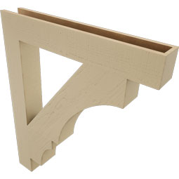 Ekena Millwork - BKTUR055X38X46BOA05RCPR - Timberthane Faux Wood Balboa Style Bracket, Block Ends, 5 1/2"W x 38"D x 46"H, Primed Tan