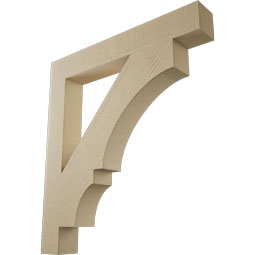 Ekena Millwork - BKTUR055X40X44BOA05RCPR - Timberthane Faux Wood Balboa Style Bracket, Block Ends, 5 1/2"W x 40"D x 44"H, Primed Tan