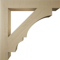 Ekena Millwork - BKTUR055X42X42BOA05RCPR - Timberthane Faux Wood Balboa Style Bracket, Block Ends, 5 1/2"W x 42"D x 42"H, Primed Tan