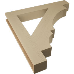 Ekena Millwork - BKTUR055X42X42BOA05RCPR - Timberthane Faux Wood Balboa Style Bracket, Block Ends, 5 1/2"W x 42"D x 42"H, Primed Tan
