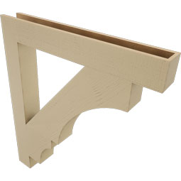 Ekena Millwork - BKTUR055X42X48BOA05RCPR - Timberthane Faux Wood Balboa Style Bracket, Block Ends, 5 1/2"W x 42"D x 48"H, Primed Tan